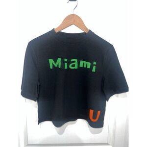 New Women's University of Miami Black  Crop T-Shirt Size XS